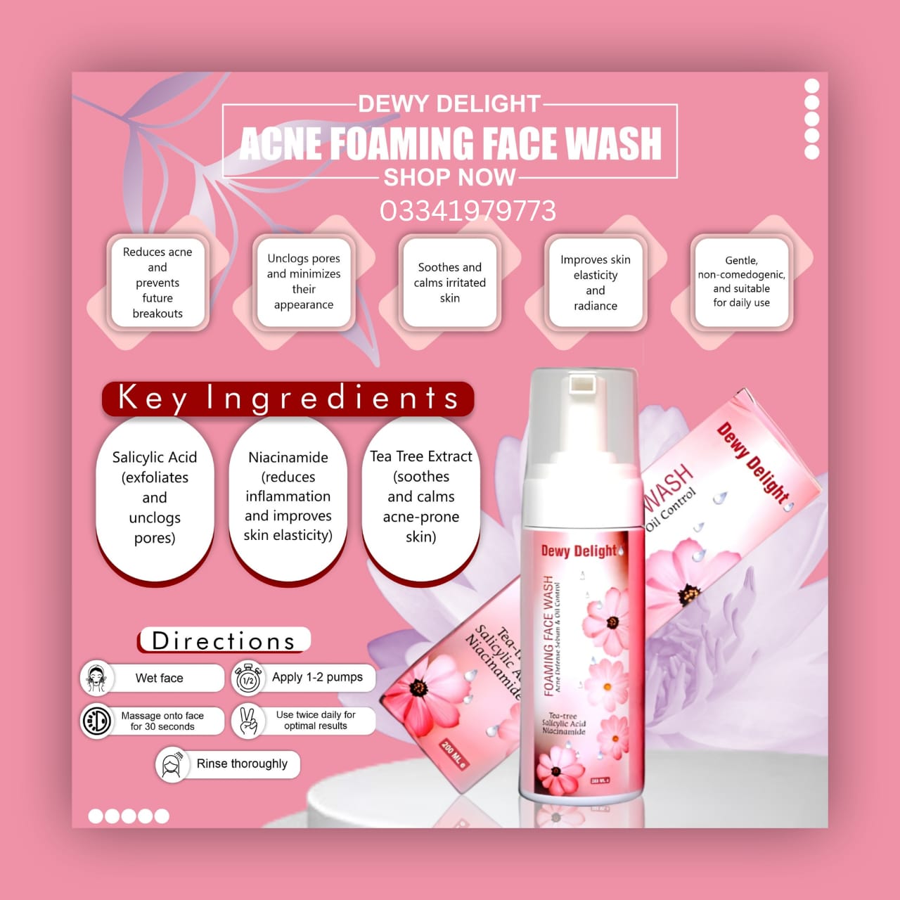 Dewy Delight Acne Foaming Face Wash